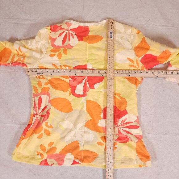 Fresh Produce Floral Terry Lined Soft Sweater Womens Medium Beach Summer USA - Picture 3 of 11